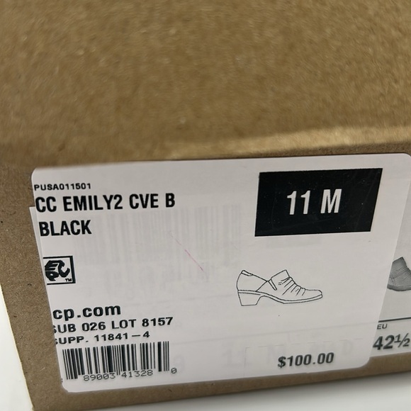 2522- Clarks Black Leather Slip-On Heeled Shoes Size 11 M NWT - Picture 9 of 11